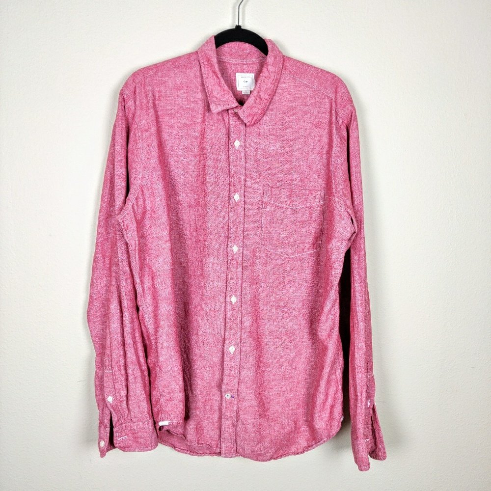 GAP Salmon Pink linen blend button down shirt